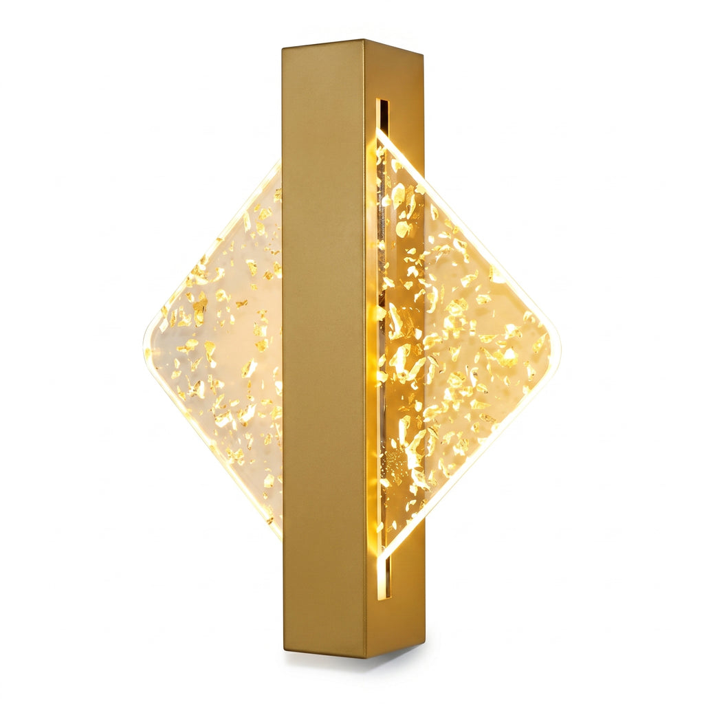 applique murale LED paillettes dorées reflet mural salon — Alenza