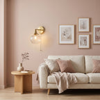 applique murale laiton doré globe strié tête de lit — Alenza