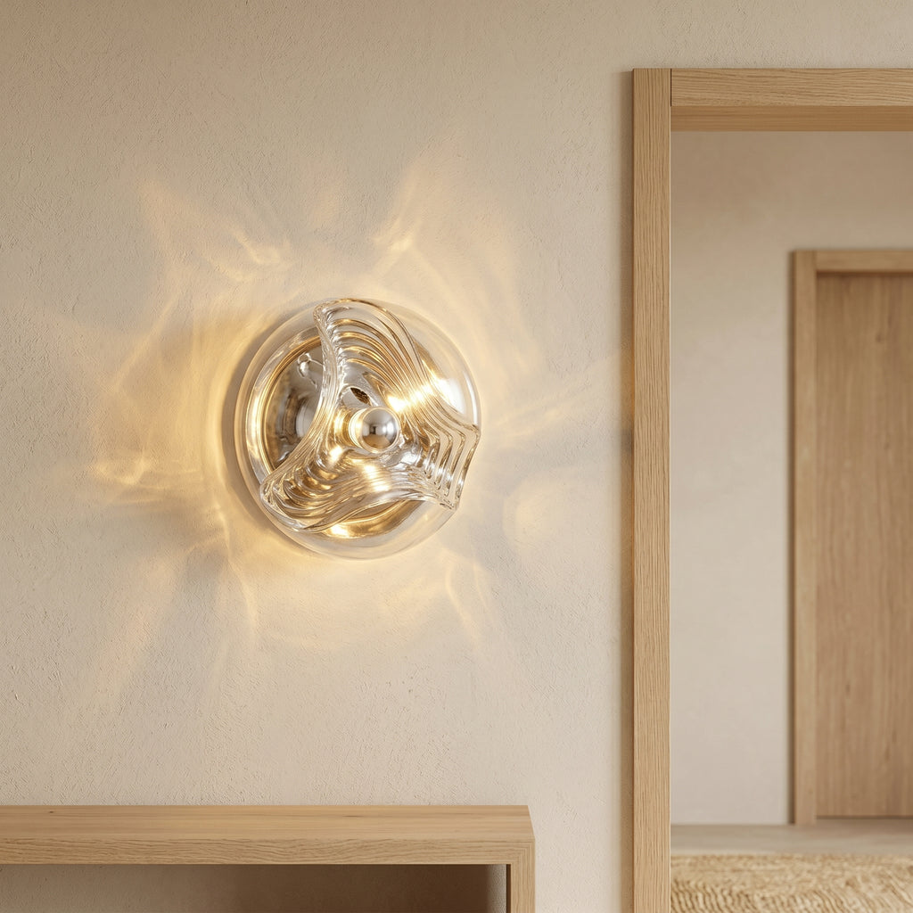 applique murale verre soufflé halo lumineux salon — Alenza