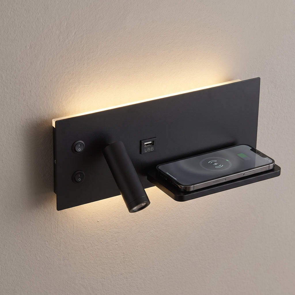 applique murale liseuse chargeur induction et USB NALO vue 1 — Alenza