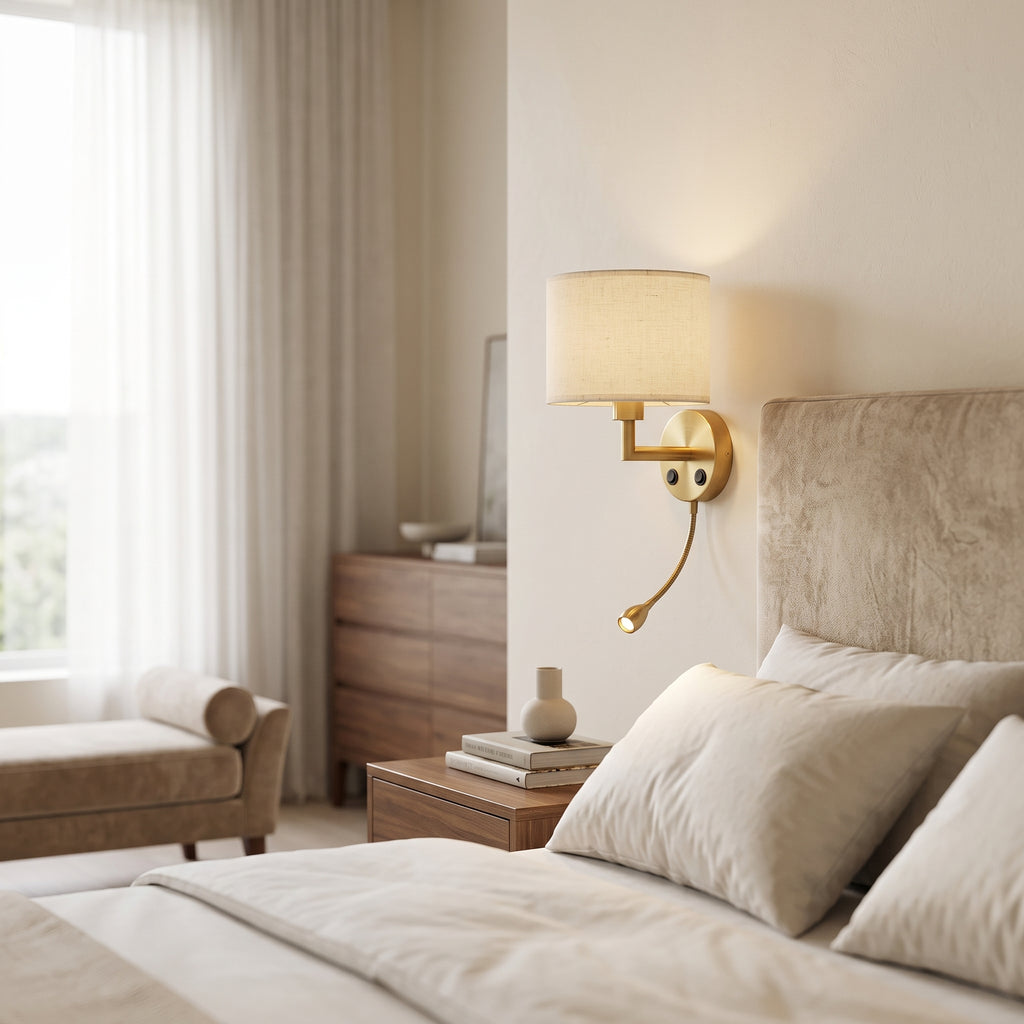 applique murale laiton avec liseuse MARELIA vue 1 — Alenza