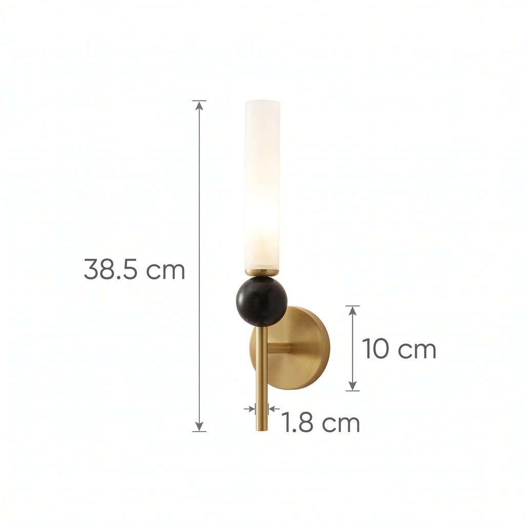 Applique murale marbre noir, verre opalin et métal doré ou noir OLENA