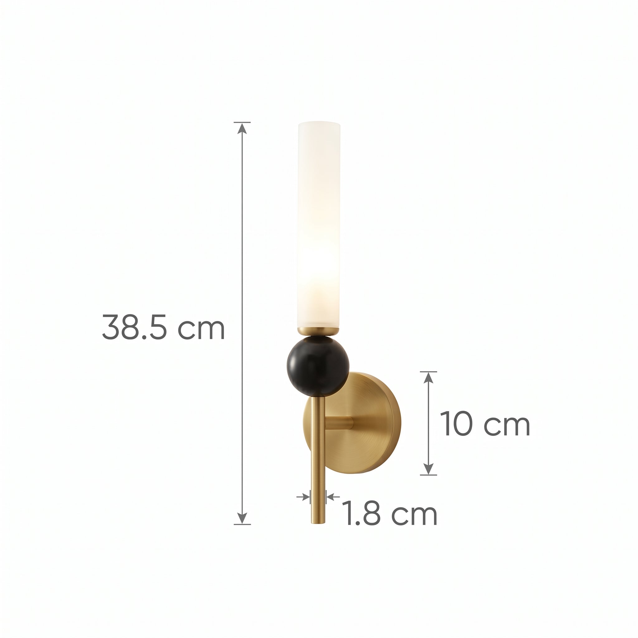 Applique murale marbre noir, verre opalin et métal doré ou noir OLENA