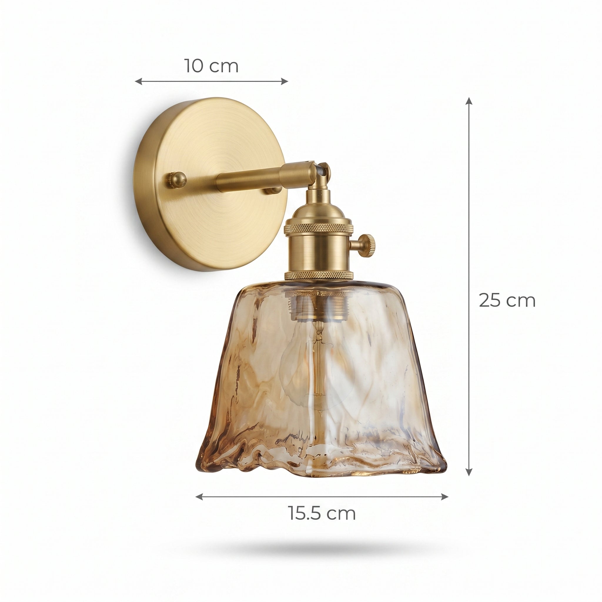 applique murale laiton doré verre ambré entrée — Alenza