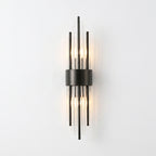 Applique murale Art déco, baguettes de verre et métal doré ou noir, double éclairage SELIA