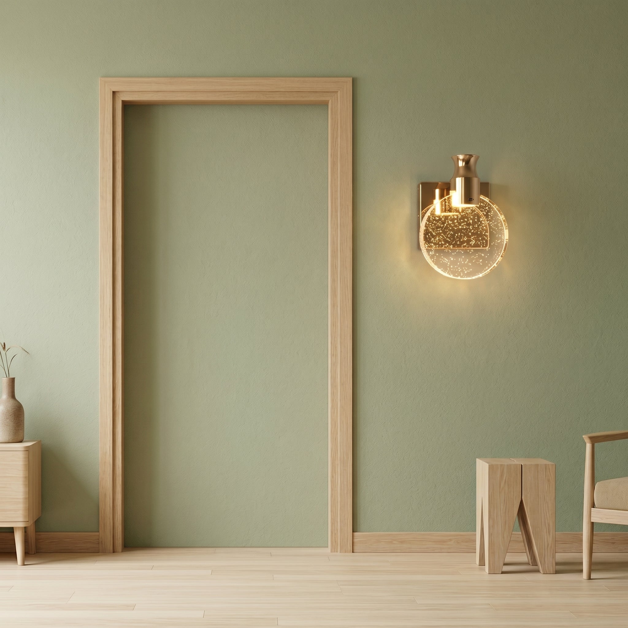 applique murale dorée verre et métal entrée — Alenza