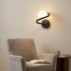 applique murale design globe opale métal noir tête de lit — Alenza