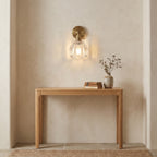 applique murale fleur laiton verre lumière chaude salon — Alenza
