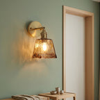 applique murale laiton doré abat-jour verre chambre — Alenza