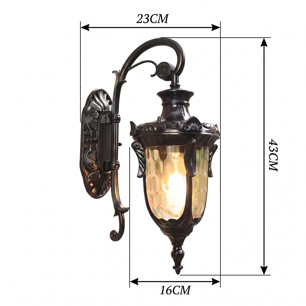 applique murale extérieure lanterne aluminium noir doré vintage LANTEA vue 3 — Alenza