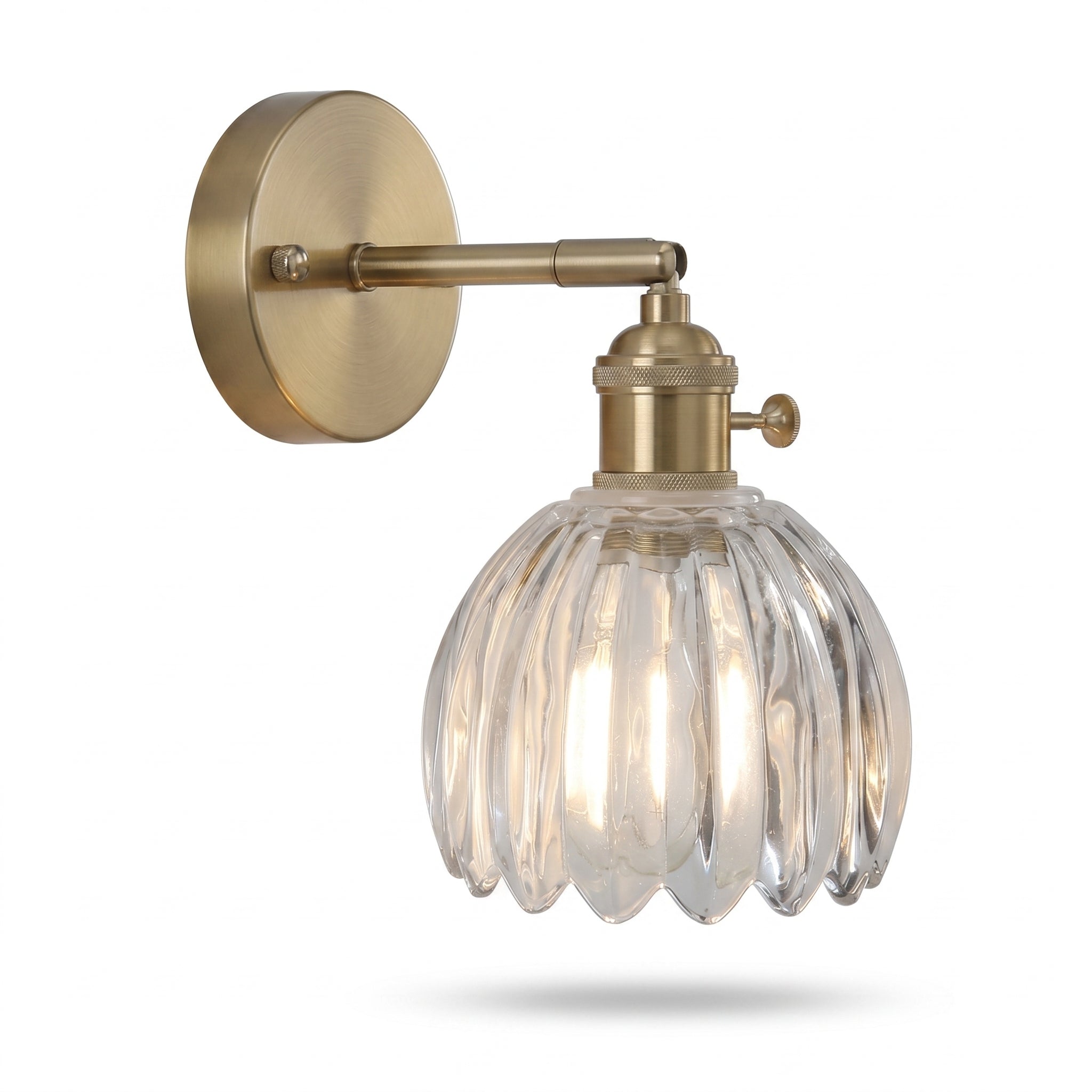applique murale fleur laiton verre tête articulée salon — Alenza