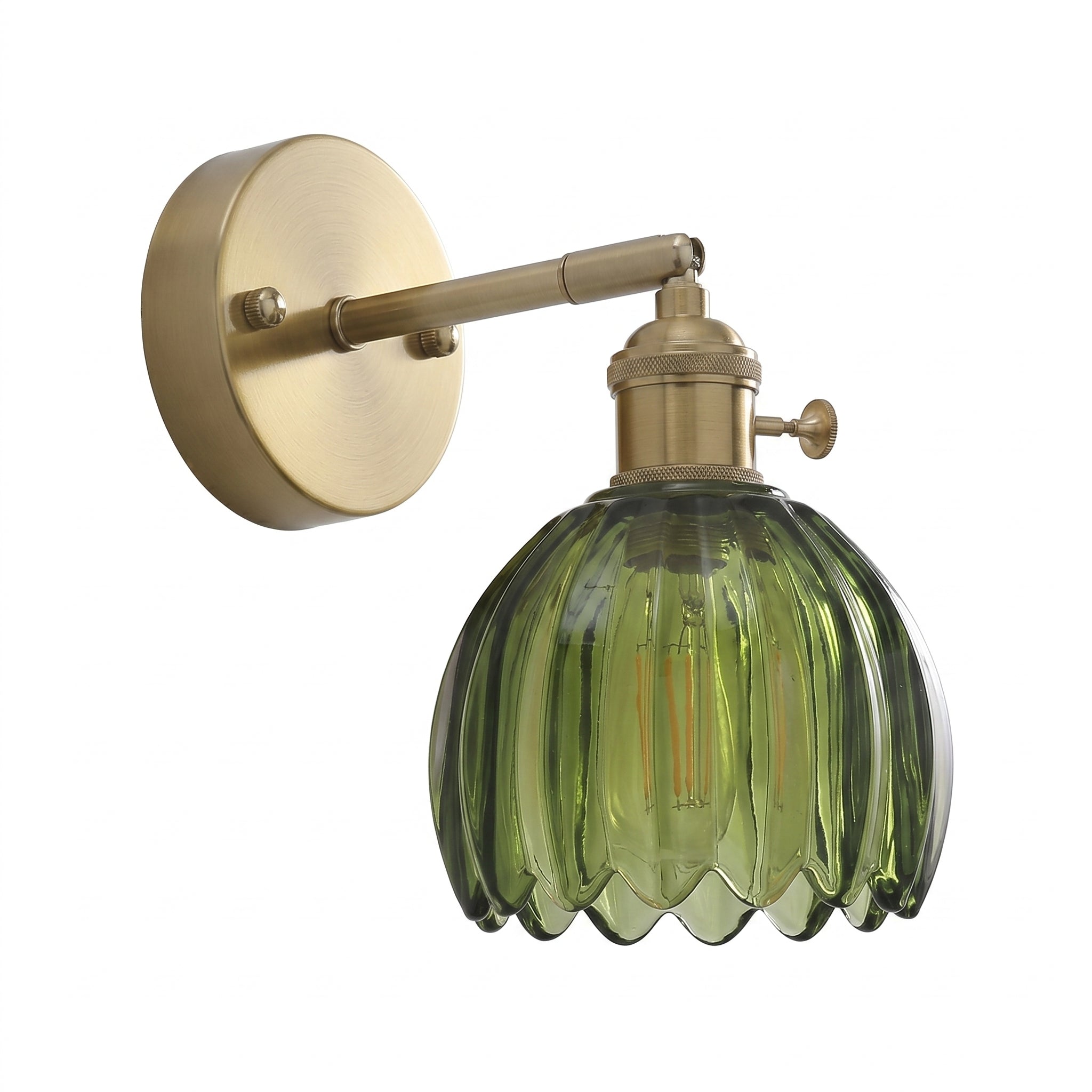 applique murale fleur laiton verre tête articulée chambre — Alenza