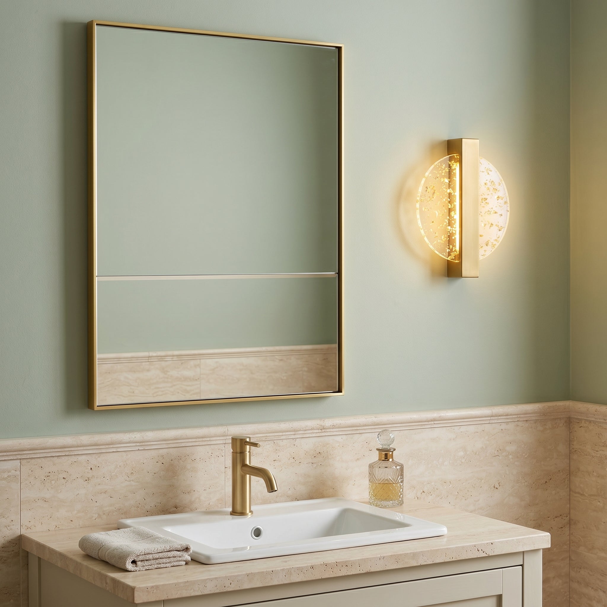 applique murale LED paillettes dorées halo lumineux salon — Alenza