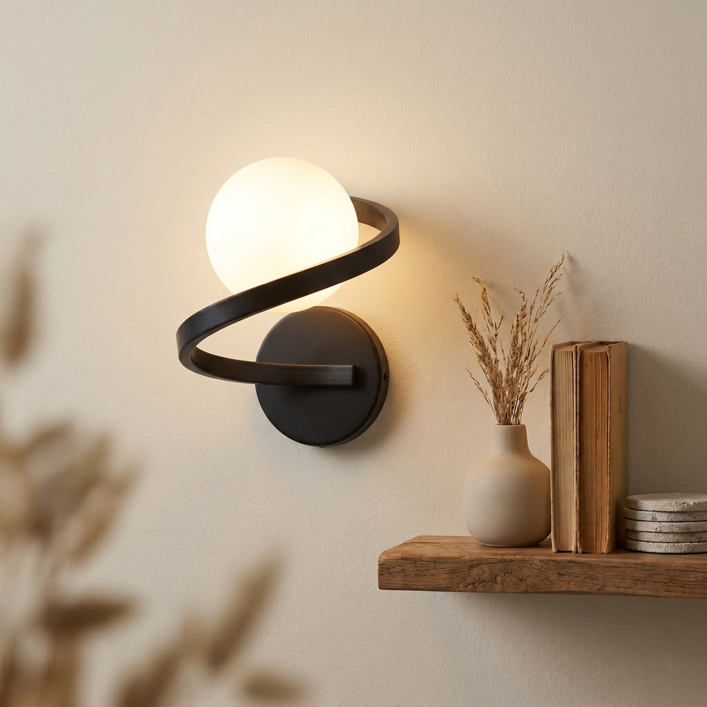 applique murale design globe opale orbite métal chambre — Alenza