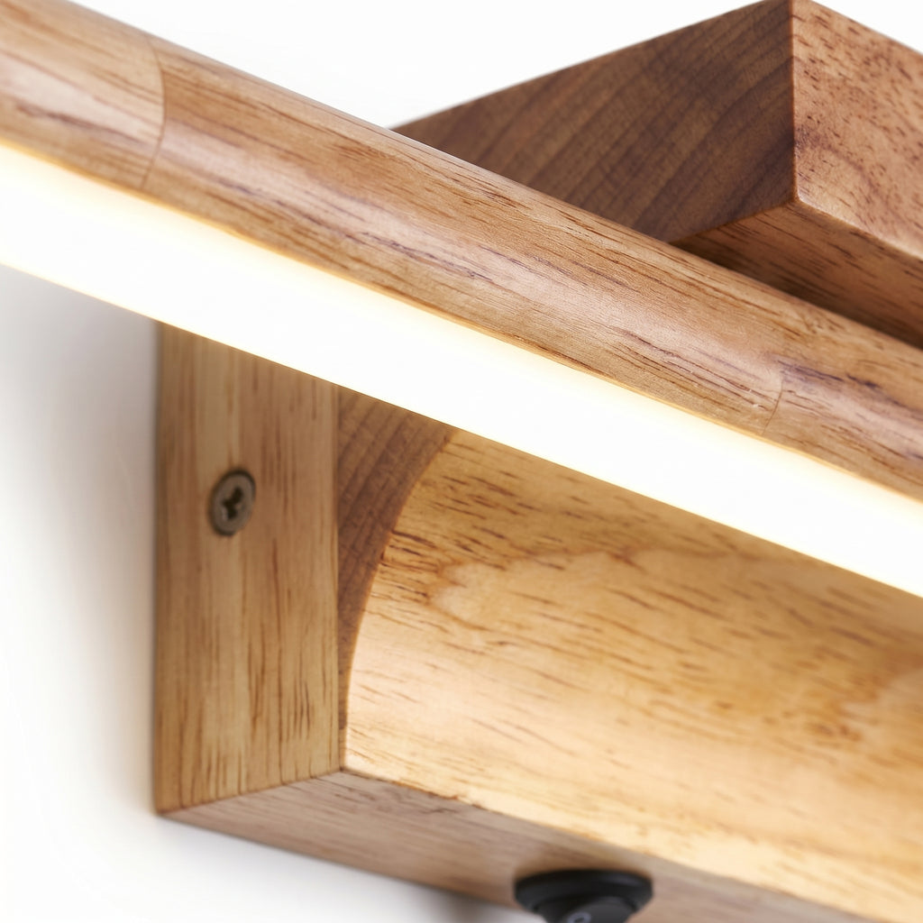 Applique salle de bain LED bois pour miroir, interrupteur intégré, IP44, OLVENA