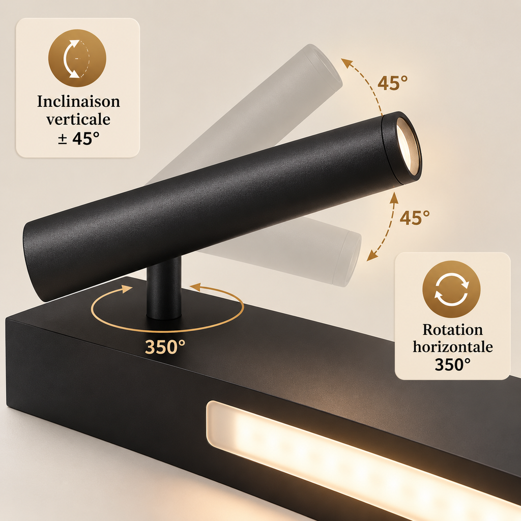 Applique murale liseuse LED double éclairage avec spot articulé ARIA - Image 6