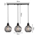 suspension industrielle trois foyers barre linéaire noir cotes et dimensions — Alenza