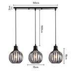 suspension industrielle trois foyers barre linéaire noir cotes et dimensions — Alenza
