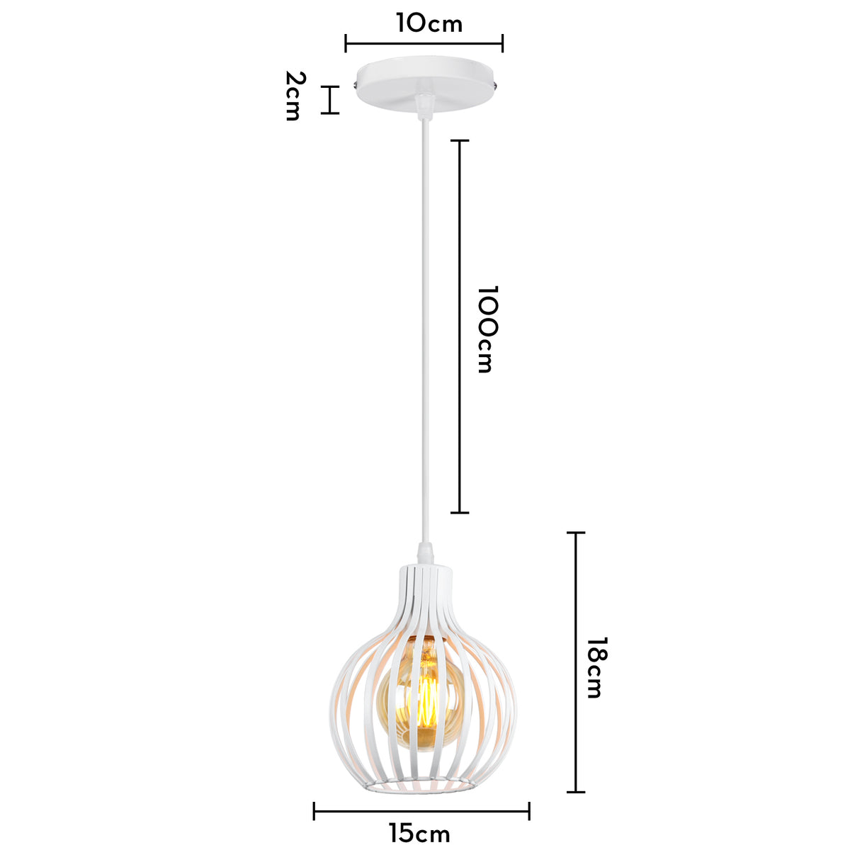 suspension industrielle une lampe blanc cotes et dimensions — Alenza