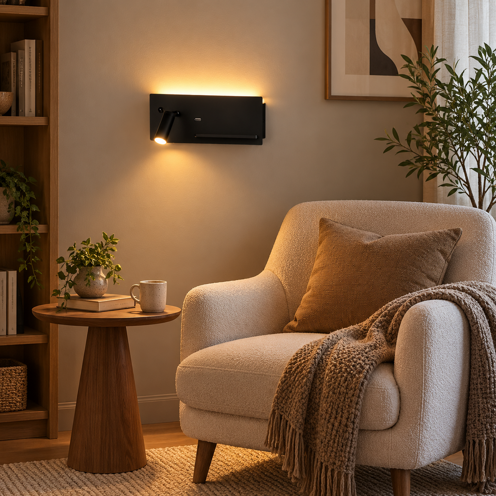 applique murale liseuse double éclairage avec chargeur induction et USB NALO - Image 5