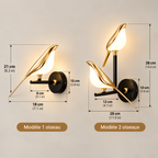 Applique murale LED dorée design orientable en forme d'oiseau SELENA