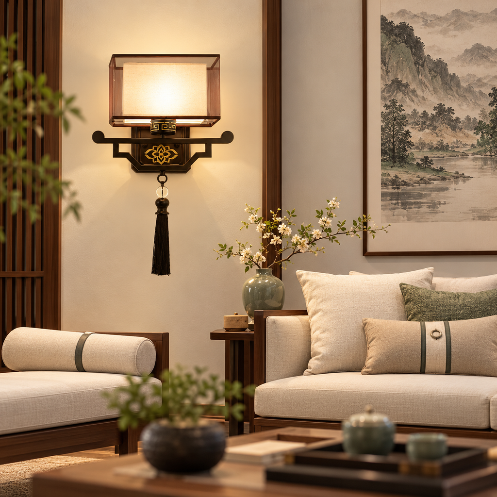 Applique murale japonaise en métal et tissu  SAKURA