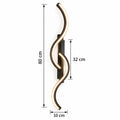 Grande applique murale LED noire design ondulé - dimensions m