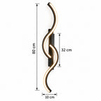 Grande applique murale LED noire design ondulé - dimensions m