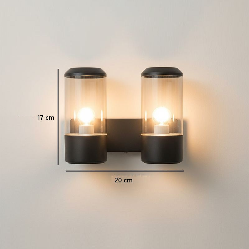 applique murale extérieure aluminium noire, double horizontale, cotes — Alenza