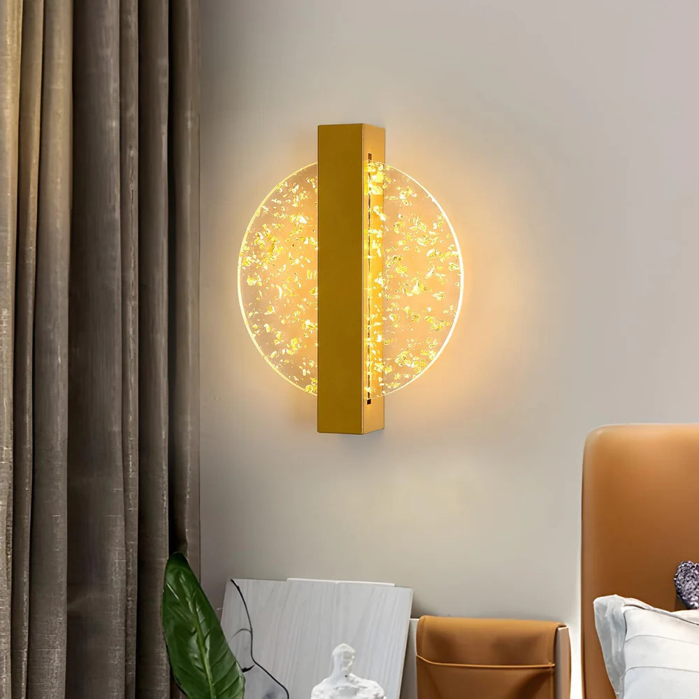 applique murale LED paillettes dorées fond blanc — Alenza