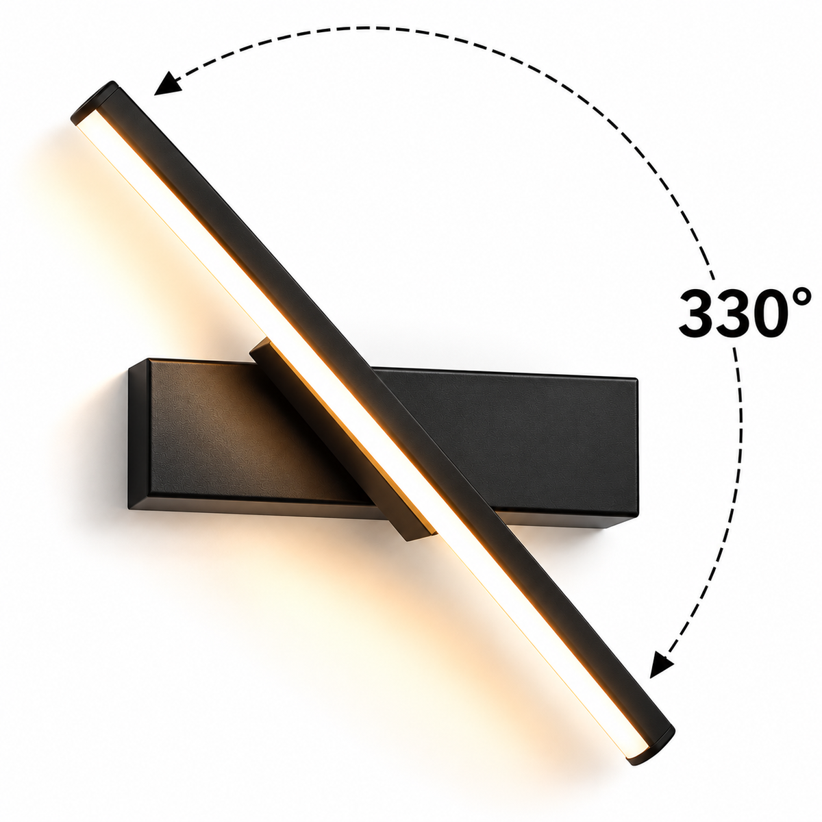 Applique murale orientable noire rotation 330 degrés