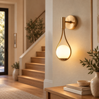 Applique murale dorée en laiton avec globe opaline ECRINA - Image 3