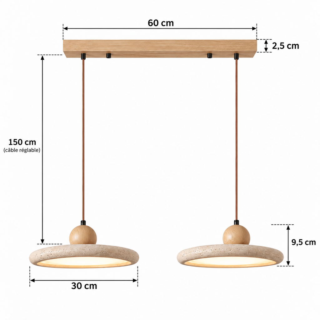 Suspension en Travertin et Bois LED SONOMA - Image 19