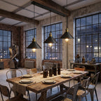suspension trio noir et laiton, salle à manger loft industriel — Alenza