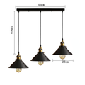 suspension trio noir et laiton, configuration linéaire, cotes — Alenza