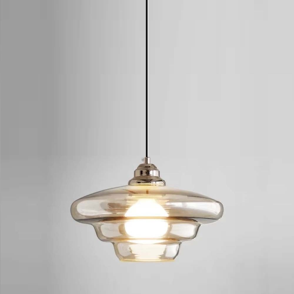 Suspension en verre gris fumé avec abat-jour étagé SOLVIA - Image 15